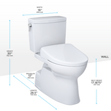 TOTO WASHLET+ Vespin II 1G Two-Piece Elongated 1.0 GPF Toilet with Auto Flush WASHLET+ S7 Contemporary Bidet Seat, Cotton White, Vitreous China|Plastic, MW4744726CUFGA#01