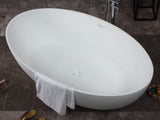 ALFI brand 67" Solid Surface Smooth Resin Free Standing Oval Soaking Bathtub, White Matte, AB9941