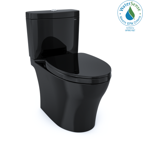 TOTO Aquia IV Two-Piece Elongated Dual Flush 1.28 and 0.9 GPF Universal Height Toilet, WASHLET+ Ready, Ebony, Vitreous China, MS446124CEMFN#51