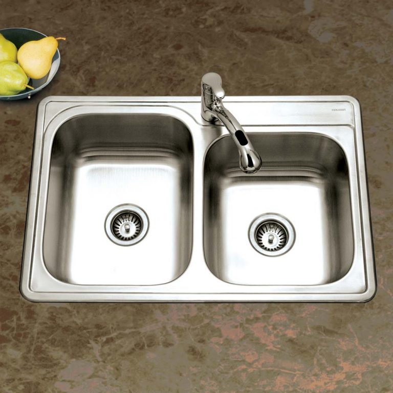 Houzer 33" Stainless Steel Topmount 60/40 Double Bowl Kitchen Sink, 20 Gauge, ISL-3322BS1-1