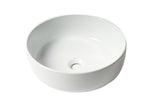 ALFI brand 15.5" x 15.5" Round Above Mount Porcelain Bathroom Sink, White, No Faucet Hole, ABC907-W