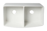 ALFI brand 33" Fireclay Farmhouse Sink with Accessories, 50/50 Double Bowl, White, ABFC3320D-W