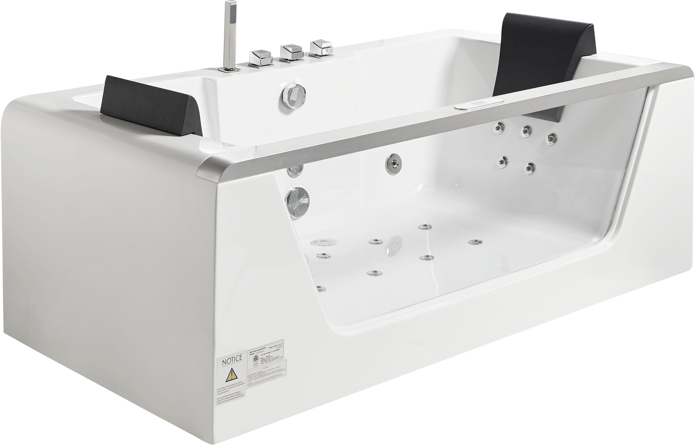 Eago 71" Acrylic Corner Rectangle Bathtub, White, AM196ETL