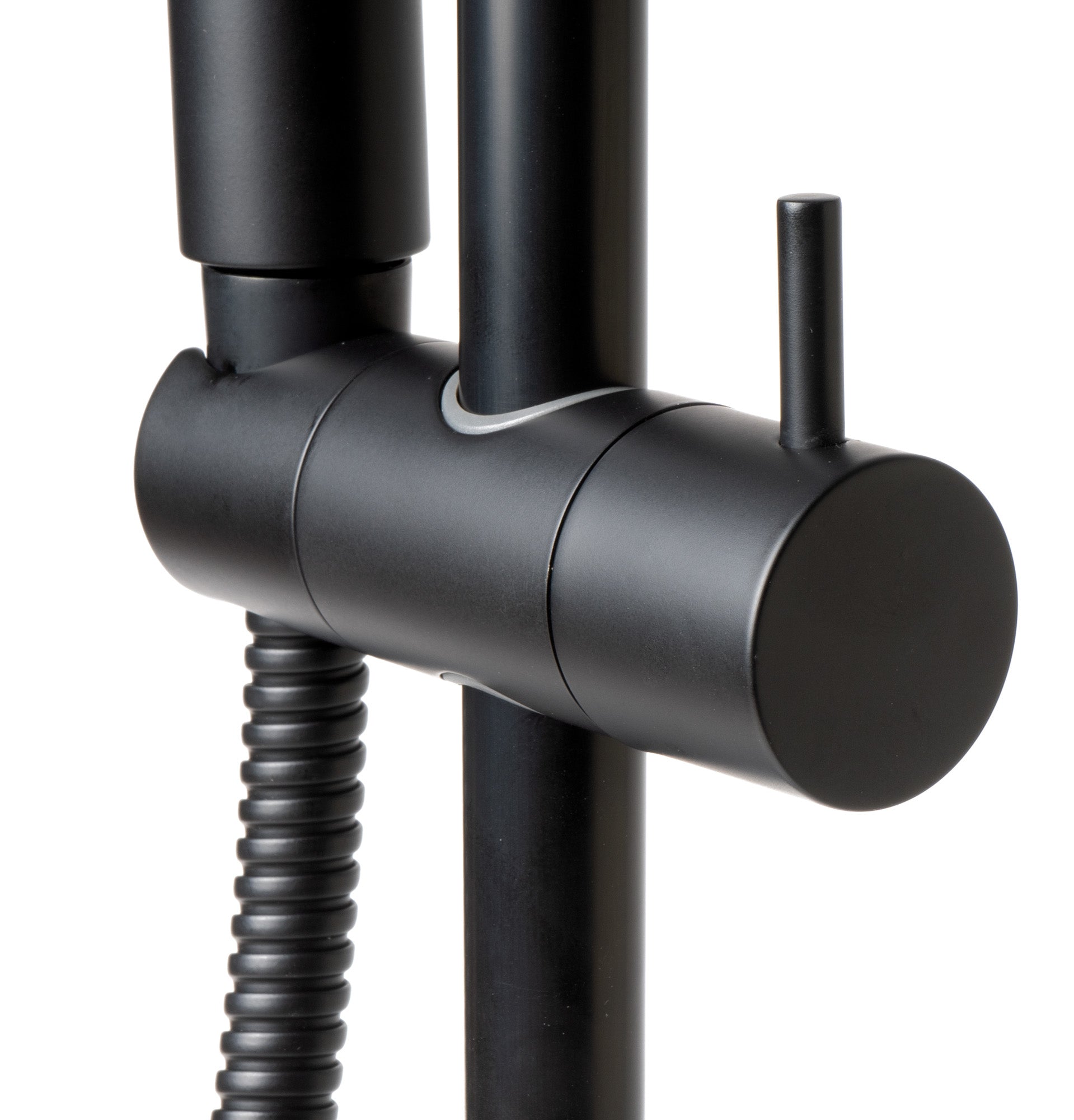 ALFI brand AB7938-BM Black Matte Round Sliding Rail Hand Shower Set, Brass