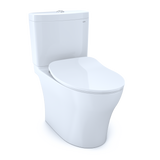 TOTO Aquia IV Two-Piece Elongated Dual Flush 1.28 and 0.9 GPF Toilet with CEFIONTECT and SoftClose Seat, WASHLET+ Ready, Cotton White, Vitreous China, MS446234CEMGN#01