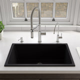 ALFI brand 30" Dual Mount Fireclay Kitchen Sink, Black Matte, No Faucet Hole, AB3018UD-BM