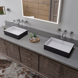 ALFI brand 20" x 13.5" Rectangle Above Mount Resin Bathroom Sink, Black & White, No Faucet Hole, ABRS2014BM