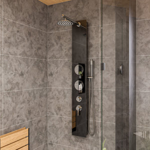 Alternate Image for ALFI brand ABSP55B Black Glass Shower Panel with 2 Body Sprays and Rain Shower Head