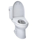 TOTO WASHLET+ Drake II Two-Piece Elongated 1.28 GPF Toilet with Auto Flush WASHLET+ S7A Contemporary Bidet Seat, Cotton White, Vitreous China|Plastic, MW4544736CEFGA#01