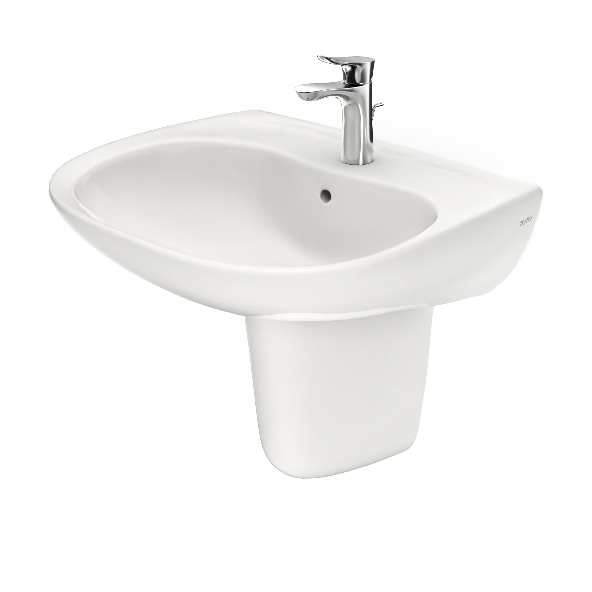 TOTO Prominence Oval Wall-Mount Bathroom Sink with CeFiONtect and Shroud for Single Hole Faucets, Colonial White, Vitreous China, LHT242G#11
