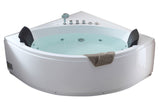 Eago 59" Acrylic Corner Neo-angle Round Bathtub, White, AM200