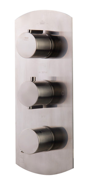 Alternate Image for ALFI brand AB4101-BN Brushed Nickel Concealed 4-Way Thermostatic Valve Shower Mixer /w Round Knobs, Brass