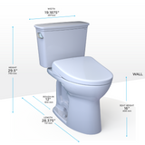 TOTO Drake Transitional WASHLET+ Two-Piece Elongated 1.28 GPF TORNADO FLUSH Toilet and S7A Contemporary Bidet Seat with Auto Flush, Cotton White, Vitreous China|Plastic, MW7864736CEGA#01