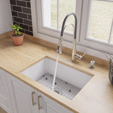 ALFI brand 27" Under Mount Fireclay Kitchen Sink, White, No Faucet Hole, ABF2718UD-W