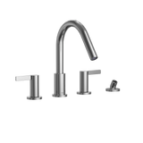 TOTO GF Two Lever Handle Deck-Mount Roman Tub Filler Trim with Handshower, Polished Chrome, Brass, TBG11202UA#CP