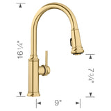 Blanco Empressa High Arc Pull-Down Dual-Spray Kitchen Faucet, Satin Gold, 1.5 GPM, Brass, 442980