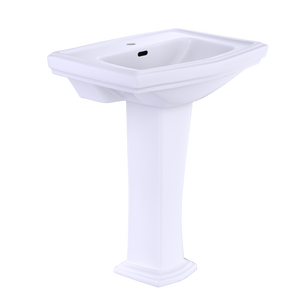 Alternate Image for TOTO Clayton Rectangular Pedestal Bathroom Sink for Single Hole Faucets, Cotton White, Vitreous China, LPT780#01