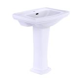 TOTO Clayton Rectangular Pedestal Bathroom Sink for Single Hole Faucets, Cotton White, Vitreous China, LPT780#01