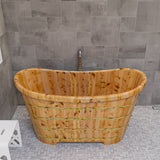 Main Image of ALFI brand 63" Cedar Wood Free Standing Oval Bathtub, Natural Wood, AB1105