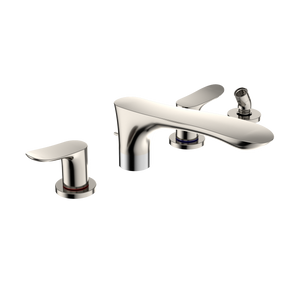 Alternate Image for TOTO GO Two-Handle Deck-Mount Roman Tub Filler Trim with Handshower, Polished Nickel, Brass, TBG01202U#PN