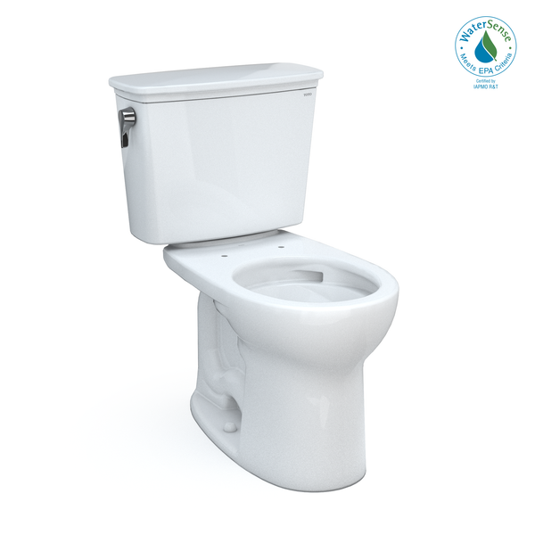 TOTO Drake Transitional Two-Piece Round 1.28 GPF Universal Height TORNADO FLUSH Toilet with CEFIONTECT, Cotton White, Vitreous China, CST785CEFG#01