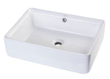Eago 19.63" x 14.13" Rectangle Above Mount Porcelain Bathroom Sink, White, No Faucet Hole, BA131