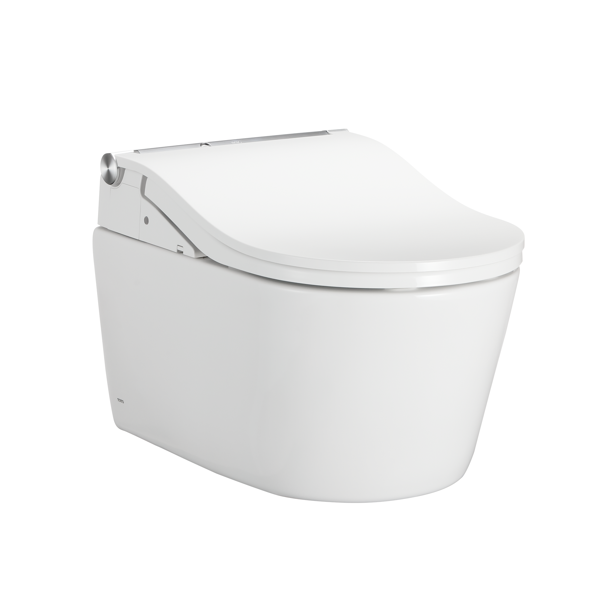 TOTO WASHLET+ RP Wall-Hung D-Shape Toilet with RW Bidet Seat and DuoFit In-Wall 1.28 and 0.9 GPF Auto Dual-Flush Tank System, Matte Silver, Plastic|Steel|Vitreous China, Cotton White, CWT4474547CMFGA#MS