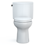 TOTO Drake II Two-Piece Elongated 1.28 GPF Universal Height Toilet with CEFIONTECT and SS124 SoftClose Seat, WASHLET+ Ready, Cotton White, Vitreous China|Plastic, MS454124CEFG#01