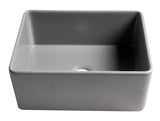 ALFI brand 24" Fireclay Farmhouse Sink, Gray Matte, No Faucet Hole, ABF2418-GM