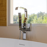 ALFI brand Brass, AB2180-PC Polished Chrome Single Lever Floor Mounted Tub Filler Mixer w Hand Held Shower Head