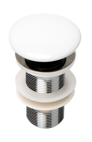 Alternate Image for ALFI brand Brass, AB8055-W White Ceramic Mushroom Top Pop Up Drain for Sinks without Overflow