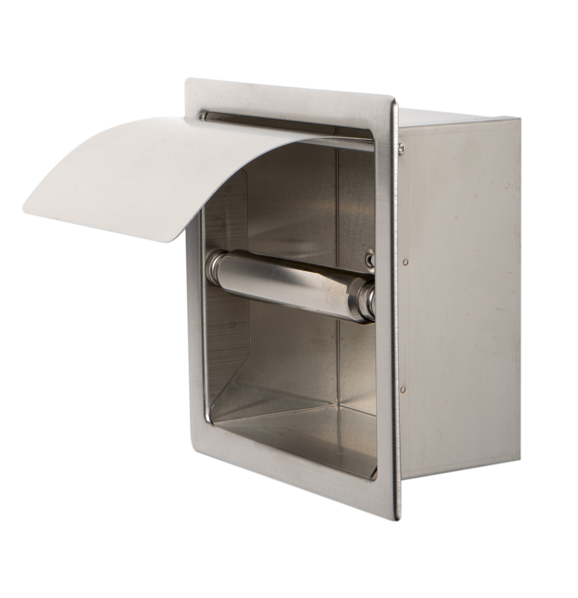 ALFI brand ABTP77-BSS Brushed Stainless Steel Recessed Toilet Paper Holder with Cover, Nickel