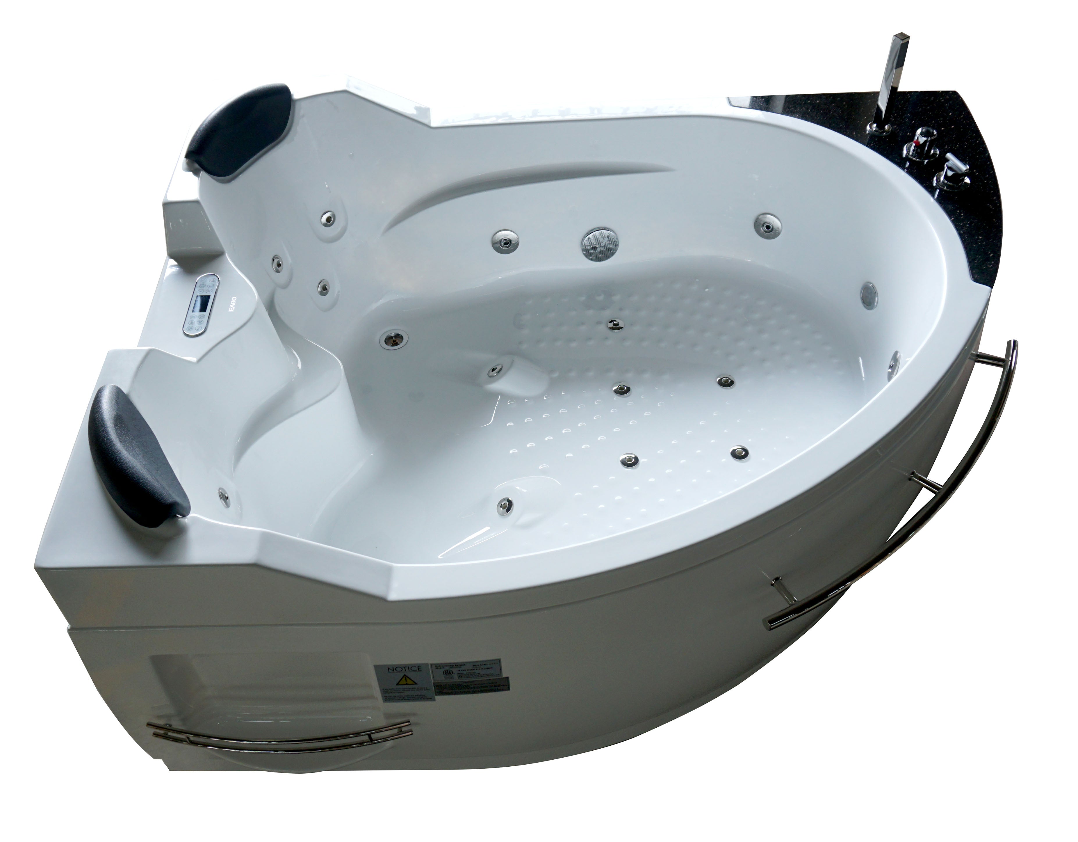 Eago 67" Acrylic Corner Neo-angle Round Bathtub, White, AM113ETL-R
