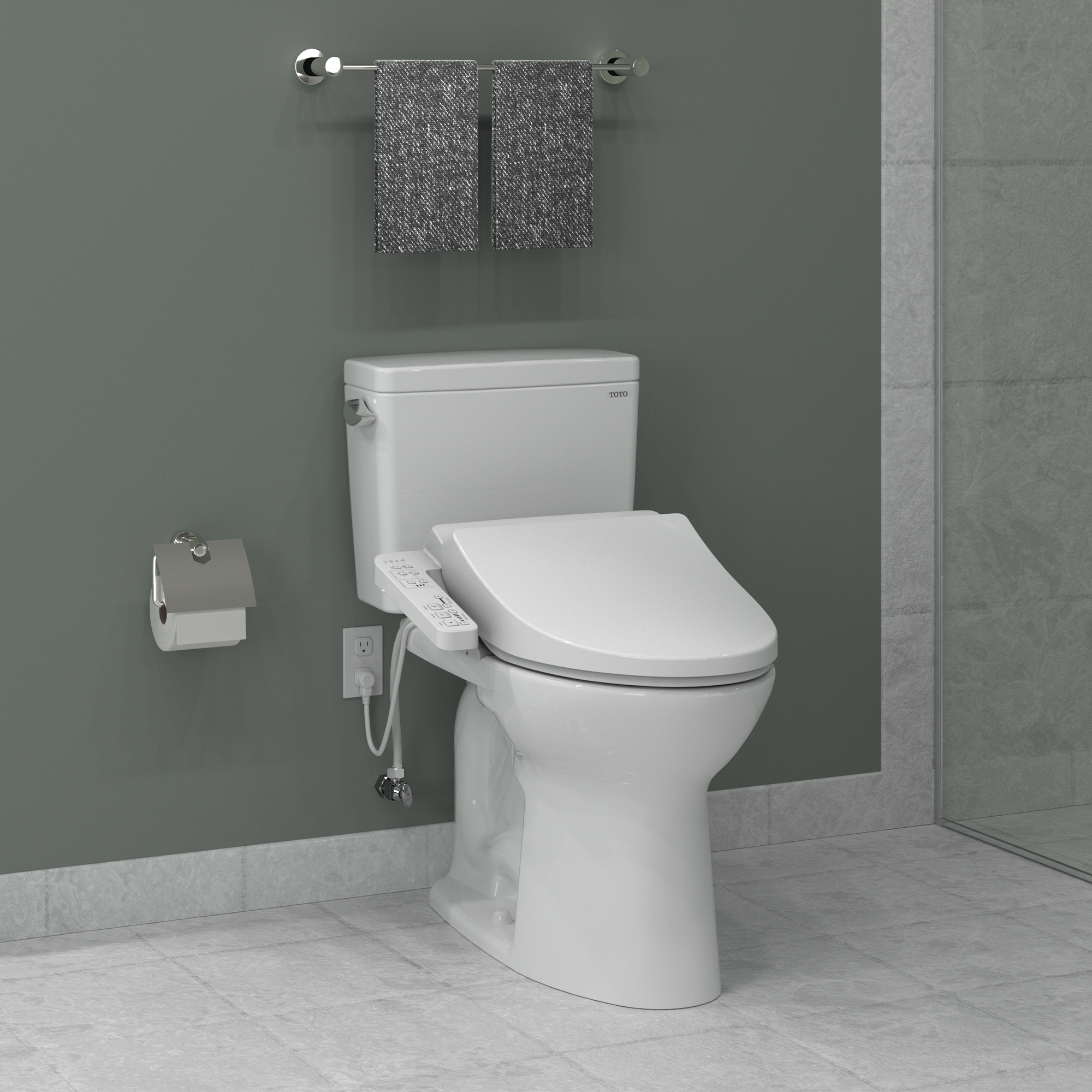 TOTO WASHLET A2 Electronic Bidet Toilet Seat with Heated Seat and SoftClose Lid, Elongated, Cotton White, Plastic, SW3004#01