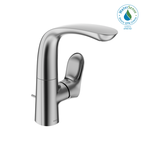 TOTO GO 1.2 GPM Single Side-Handle Bathroom Sink Faucet with COMFORT GLIDE Technology and Drain Assembly, Polished Chrome, Brass, TLG01309U#CP