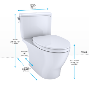 Alternate Image for TOTO Nexus Two-Piece Elongated 1.28 GPF Universal Height Toilet with CEFIONTECT and SS124 SoftClose Seat, WASHLET+ Ready, Bone, Vitreous China, MS442124CEFG#03