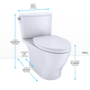 TOTO Nexus Two-Piece Elongated 1.28 GPF Universal Height Toilet with CEFIONTECT and SS124 SoftClose Seat, WASHLET+ Ready, Bone, Vitreous China, MS442124CEFG#03