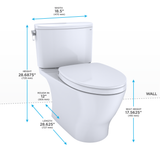 TOTO Nexus Two-Piece Elongated 1.28 GPF Universal Height Toilet with CEFIONTECT and SS124 SoftClose Seat, WASHLET+ Ready, Bone, Vitreous China, MS442124CEFG#03