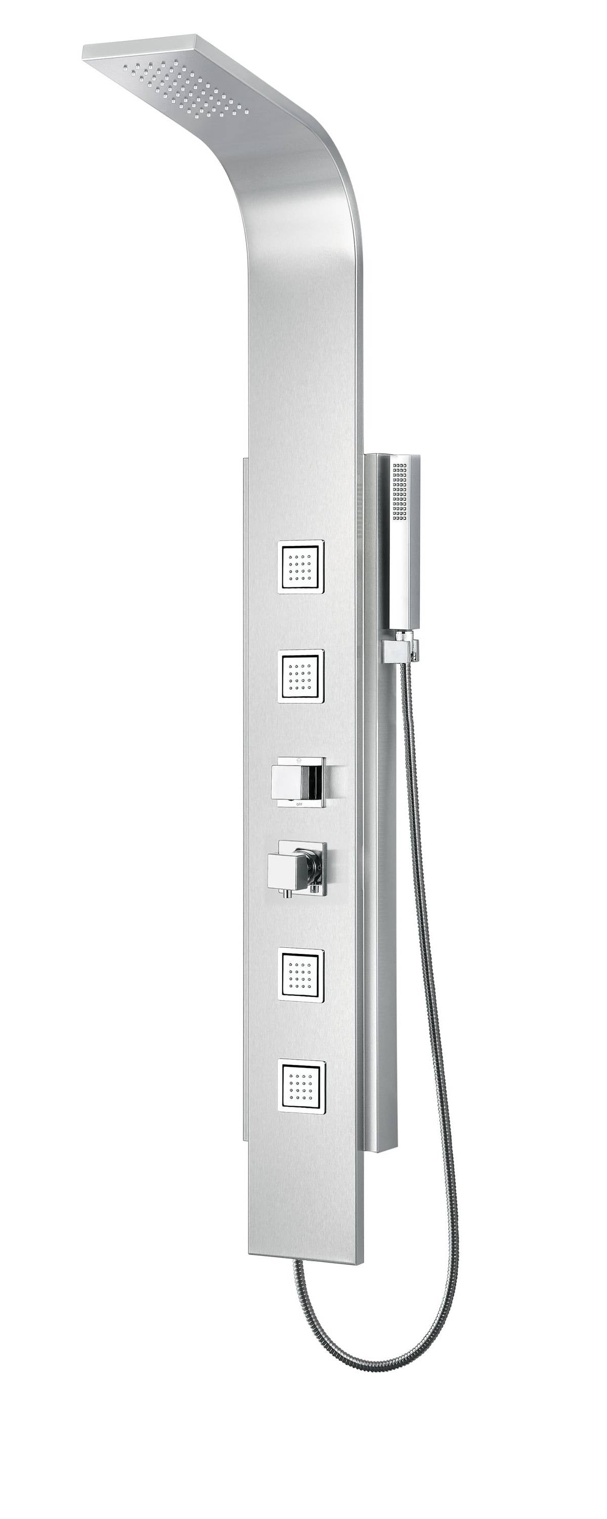 ALFI brand ABSP10 Modern Stainless Steel Shower Panel with 4 Body Sprays, Grey