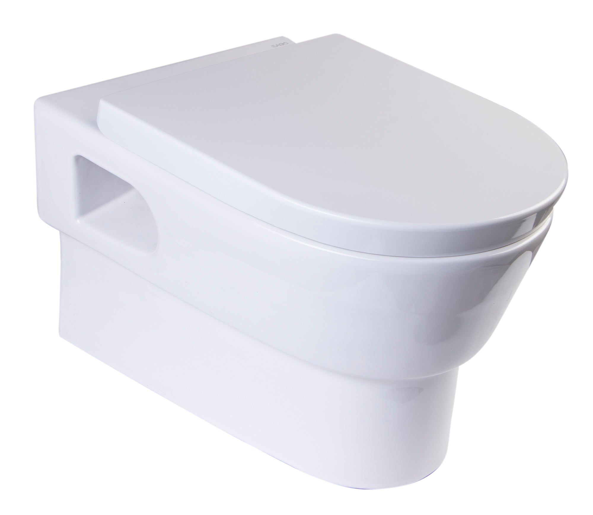 EAGO Porcelain, White, WD332 Round Modern Wall Mount Dual Flush Toilet Bowl