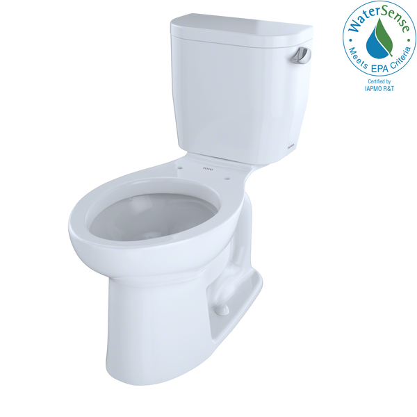 TOTO Entrada Two-Piece Elongated 1.28 GPF Universal Height Toilet with Right-Hand Trip Lever, Cotton White, Vitreous China, CST244EFR#01