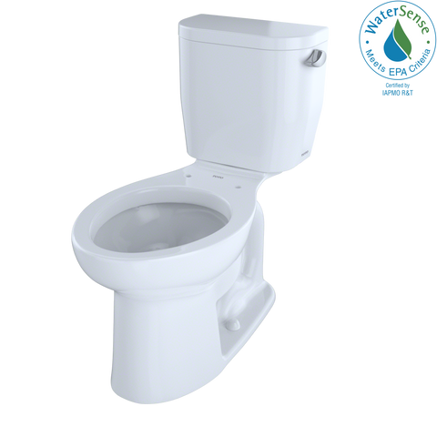 TOTO Entrada Two-Piece Elongated 1.28 GPF Universal Height Toilet with Right-Hand Trip Lever, Cotton White, Vitreous China, CST244EFR#01