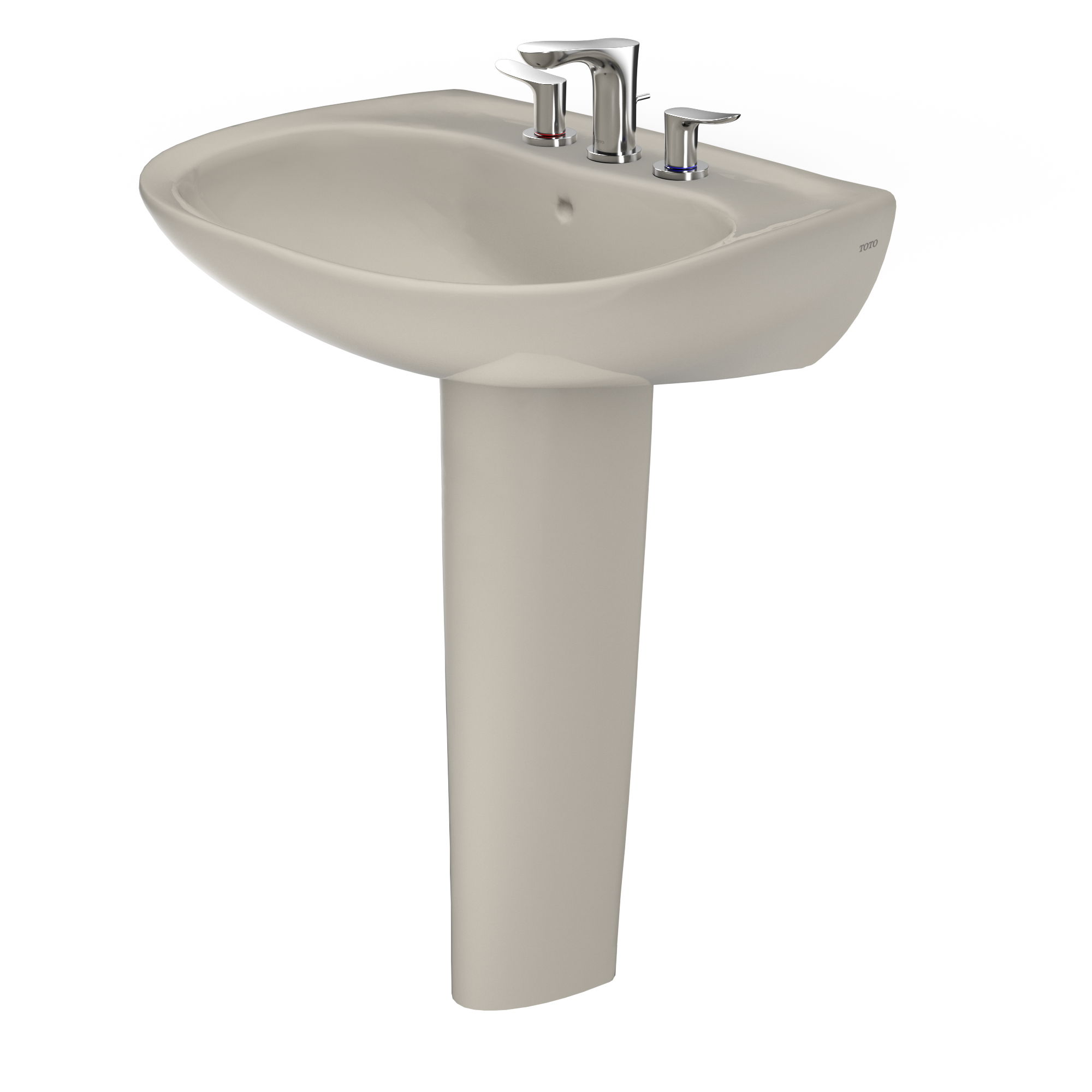 TOTO Prominence Oval Basin Pedestal Bathroom Sink with CeFiONtect for 8 inch Center Faucets, Bone, Vitreous China, LPT242.8G#03