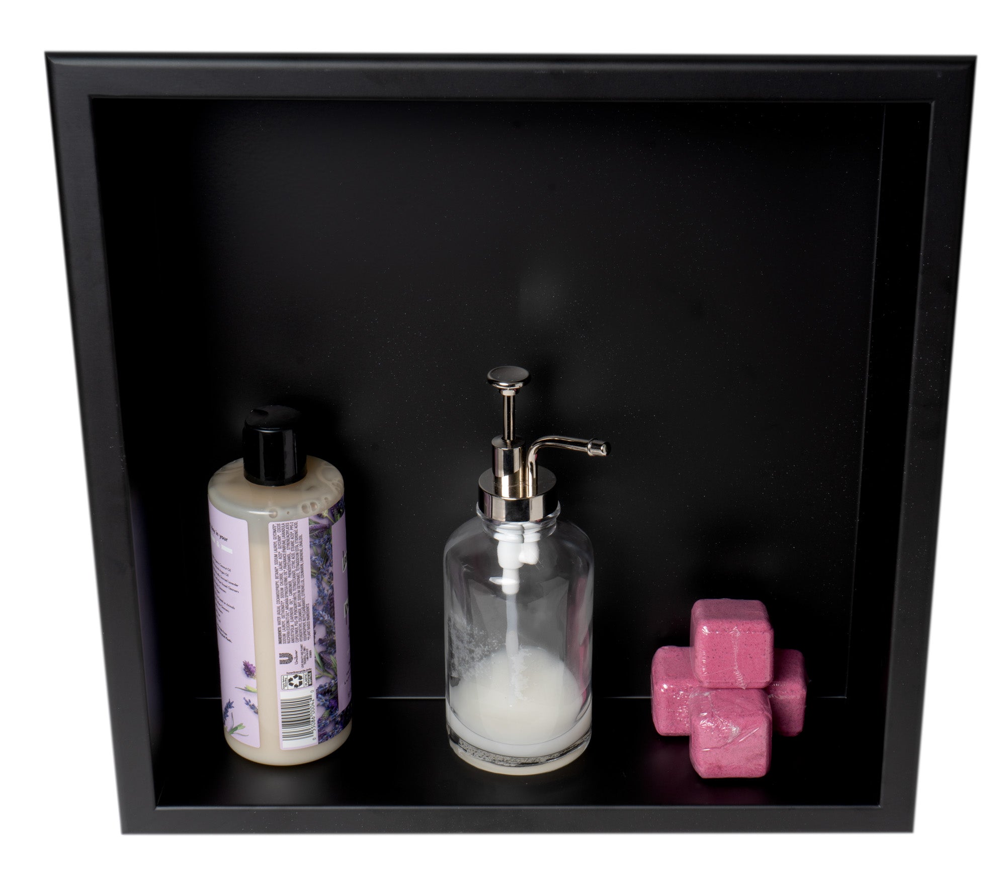 ALFI brand ABNC1616-BLA 16" x 16" Black Matte Stainless Steel Square Single Shelf Bath Shower Niche, 20 Gauge