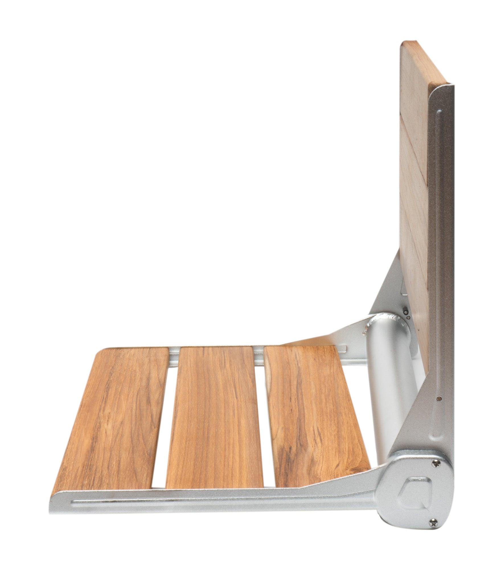 ALFI brand ABS17 17" Folding Teak Wood Shower Seat Bench with Backrest, Natural Wood, ABS17-SA