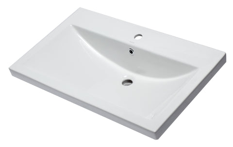 Eago 31.5" x 19.13" Rectangle Drop In Porcelain Bathroom Sink, White, 1 Faucet Hole, BH001