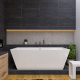 ALFI brand 67" Acrylic Free Standing Rectangle Soaking Bathtub, White, AB8832