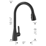 Blanco Atura Pull-Down Dual-Spray Kitchen Faucet, Matte Black, 1.5 GPM, Brass, 443027