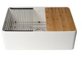 ALFI brand 30" Fireclay Workstation Farmhouse Sink with Accessories, White, ABFS3020-W