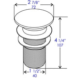 ALFI brand Brass, AB8055-W White Ceramic Mushroom Top Pop Up Drain for Sinks without Overflow